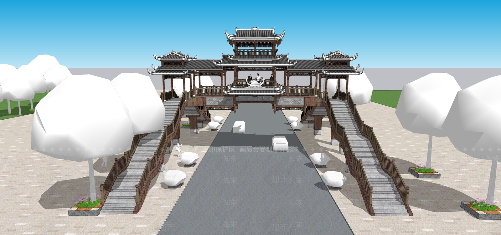 中式风格苗族天桥SU模型下载【ID:1160339204】