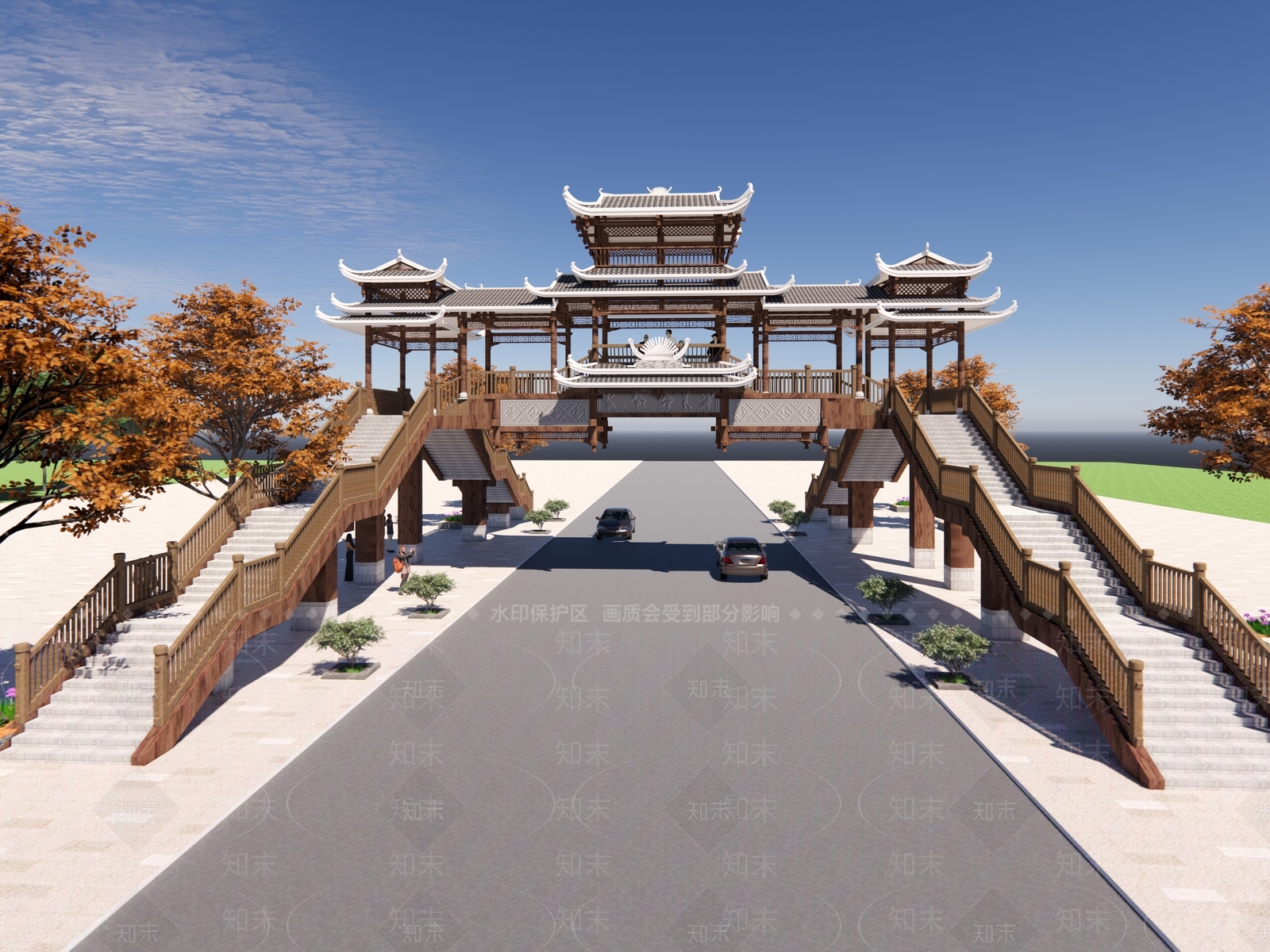 中式风格苗族天桥SU模型下载【ID:1160339204】