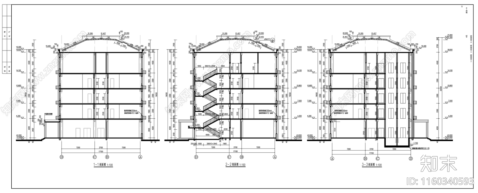 某训练中心宿舍建cad施工图下载【ID:1160340593】