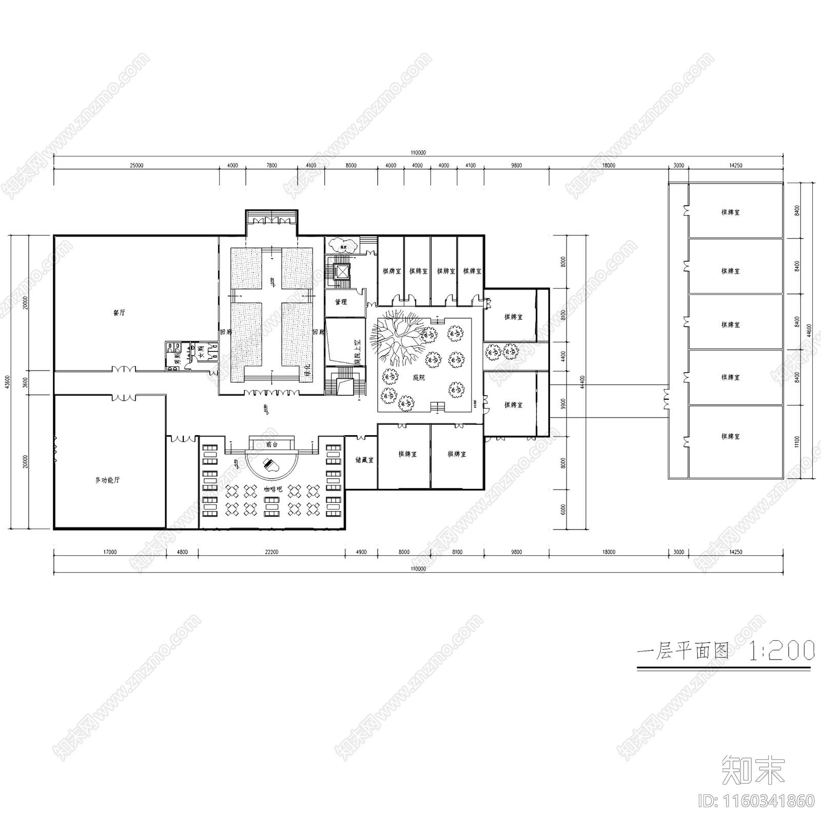 新中式会所建筑CAcad施工图下载【ID:1160341860】