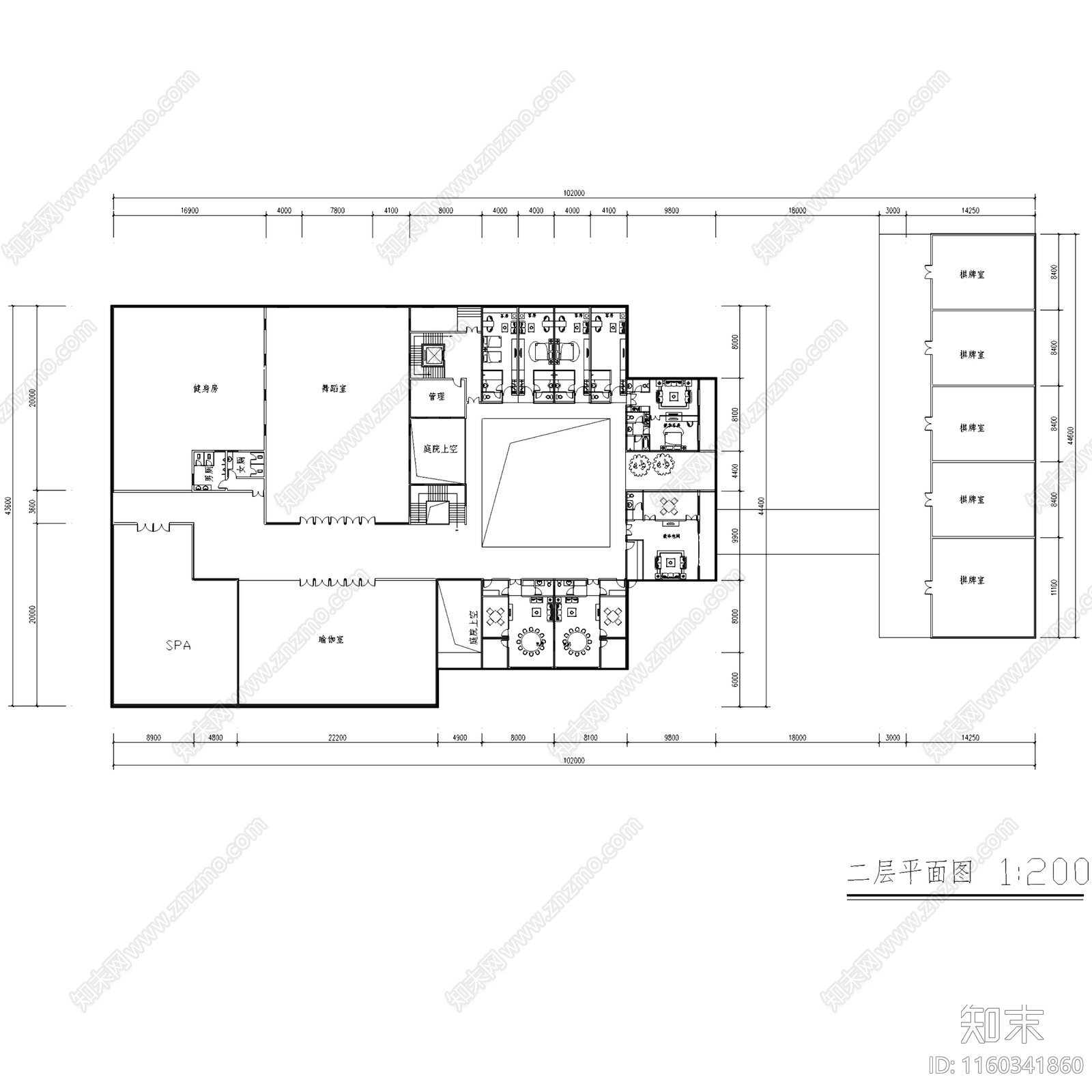 新中式会所建筑CAcad施工图下载【ID:1160341860】