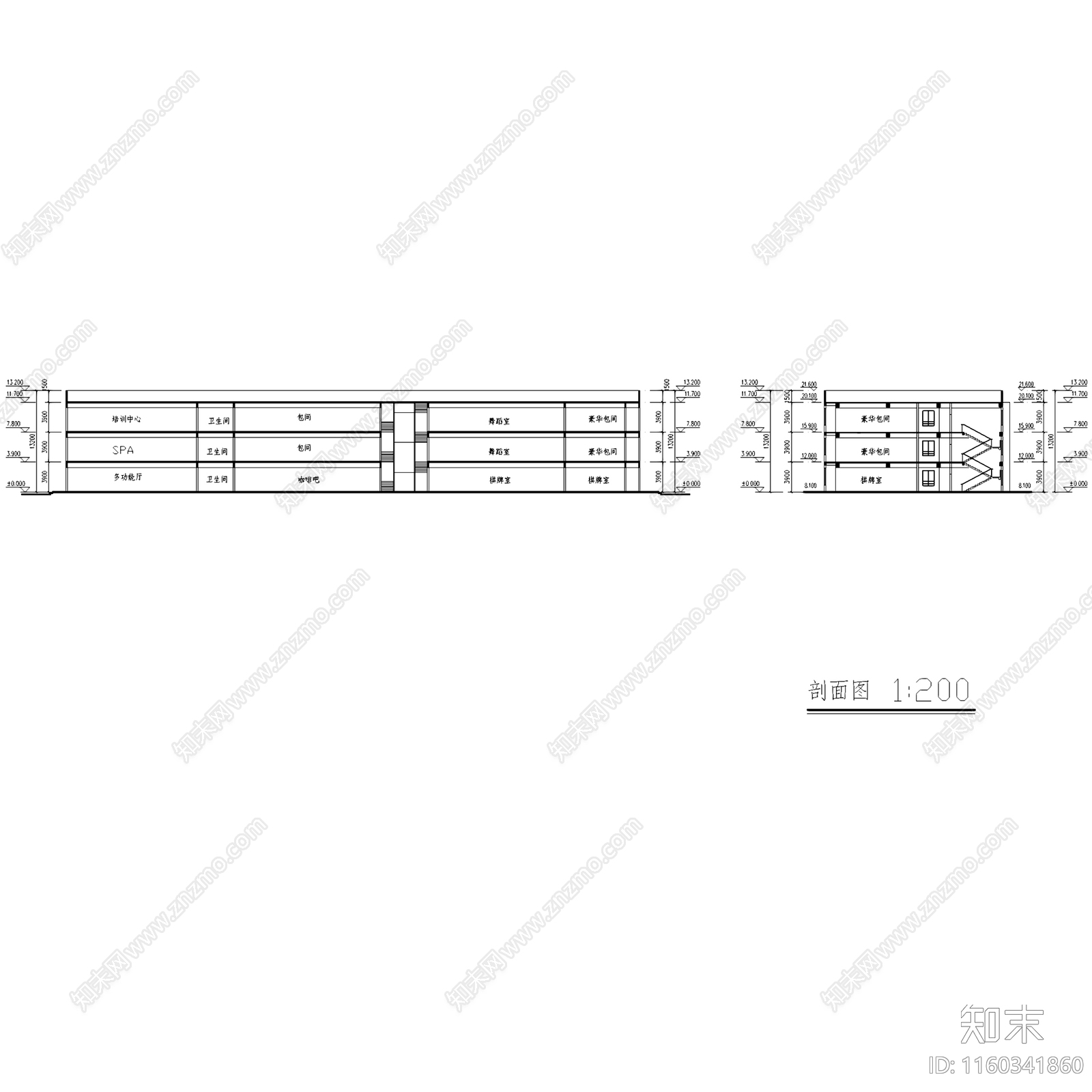 新中式会所建筑CAcad施工图下载【ID:1160341860】