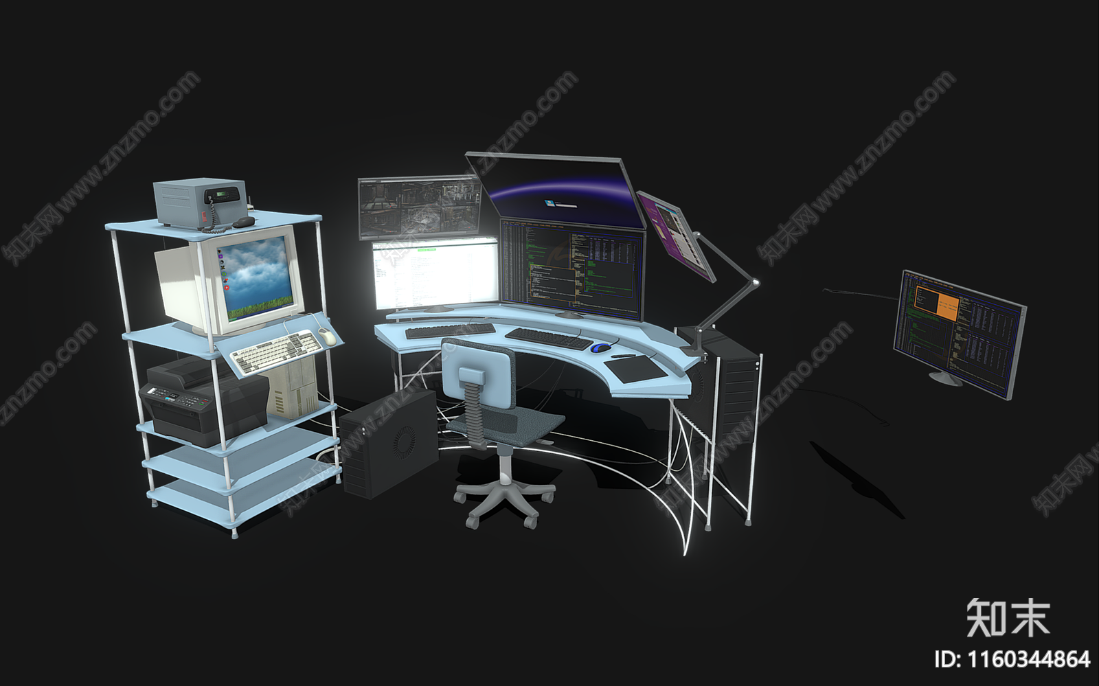 电脑工作站3D模型下载【ID:1160344864】