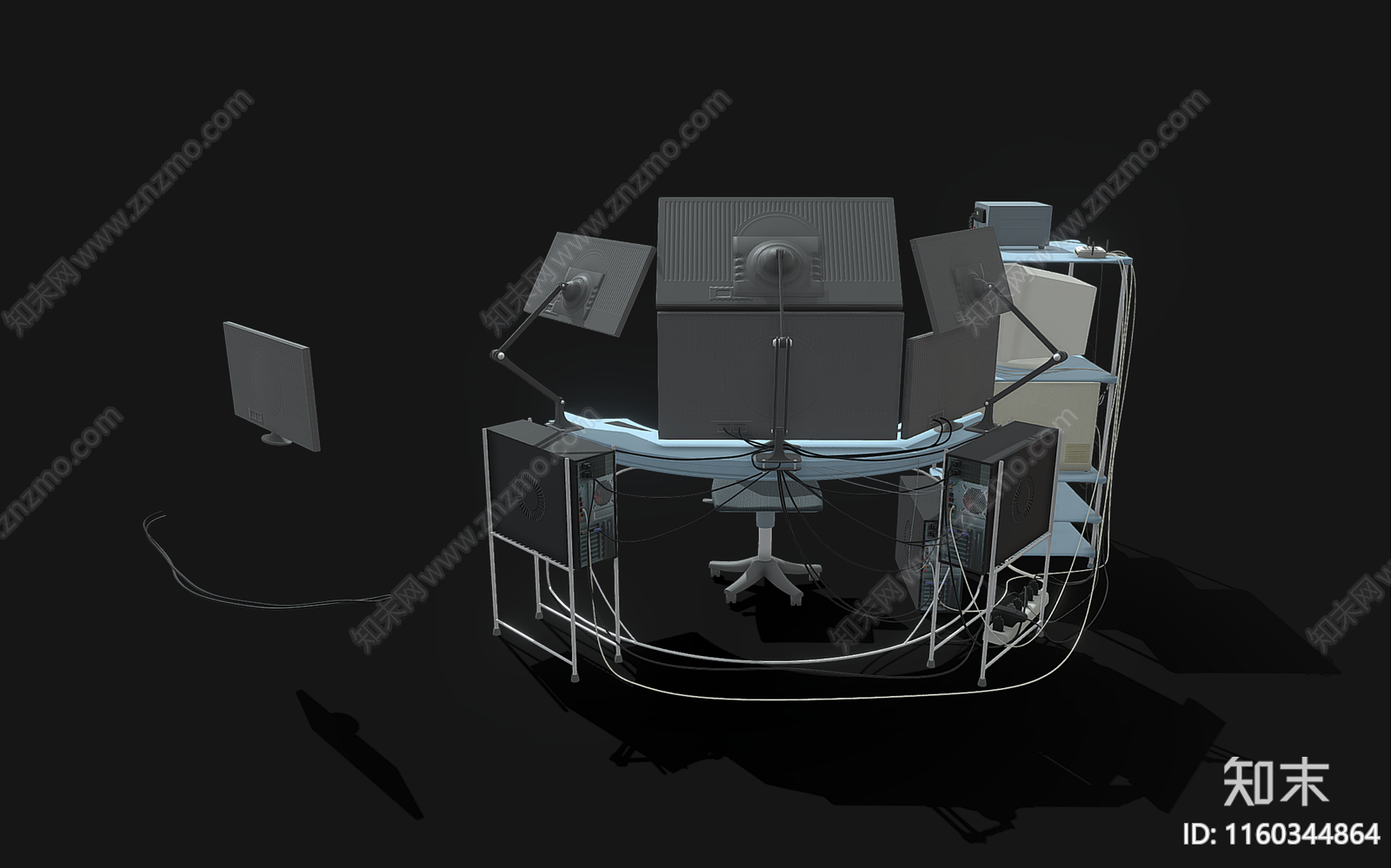 电脑工作站3D模型下载【ID:1160344864】