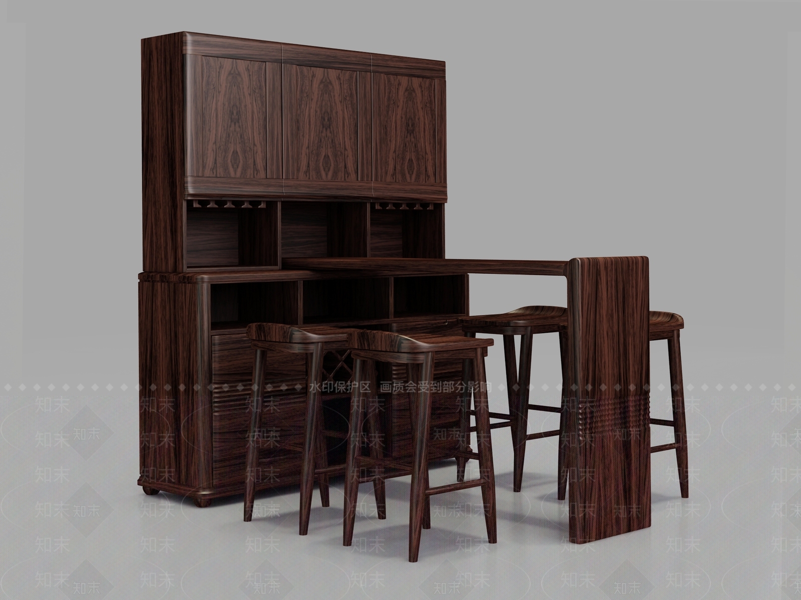 中式酒吧吧台3D模型下载【ID:1160348043】