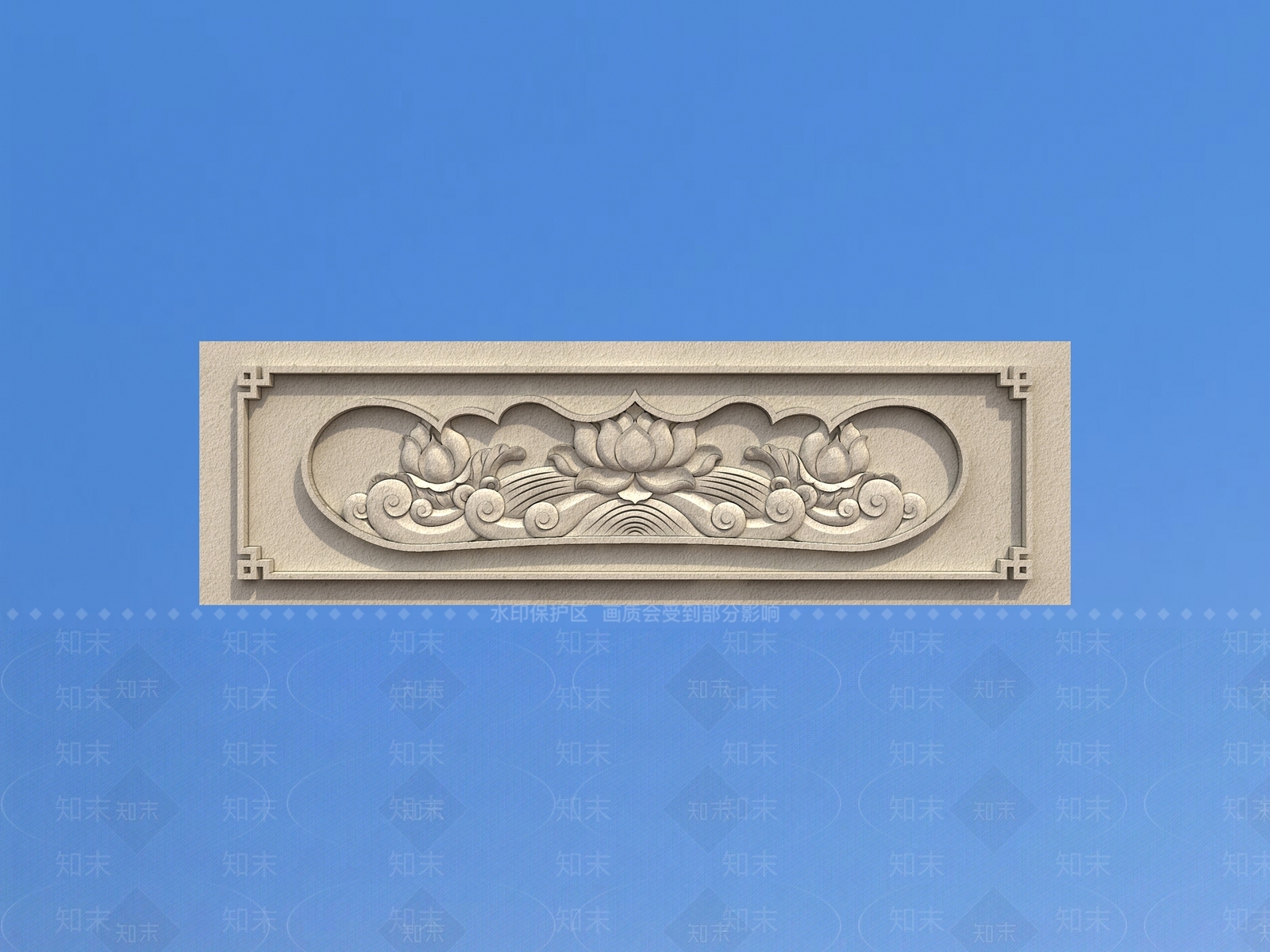 中式莲花栏板3D模型下载【ID:1160350555】