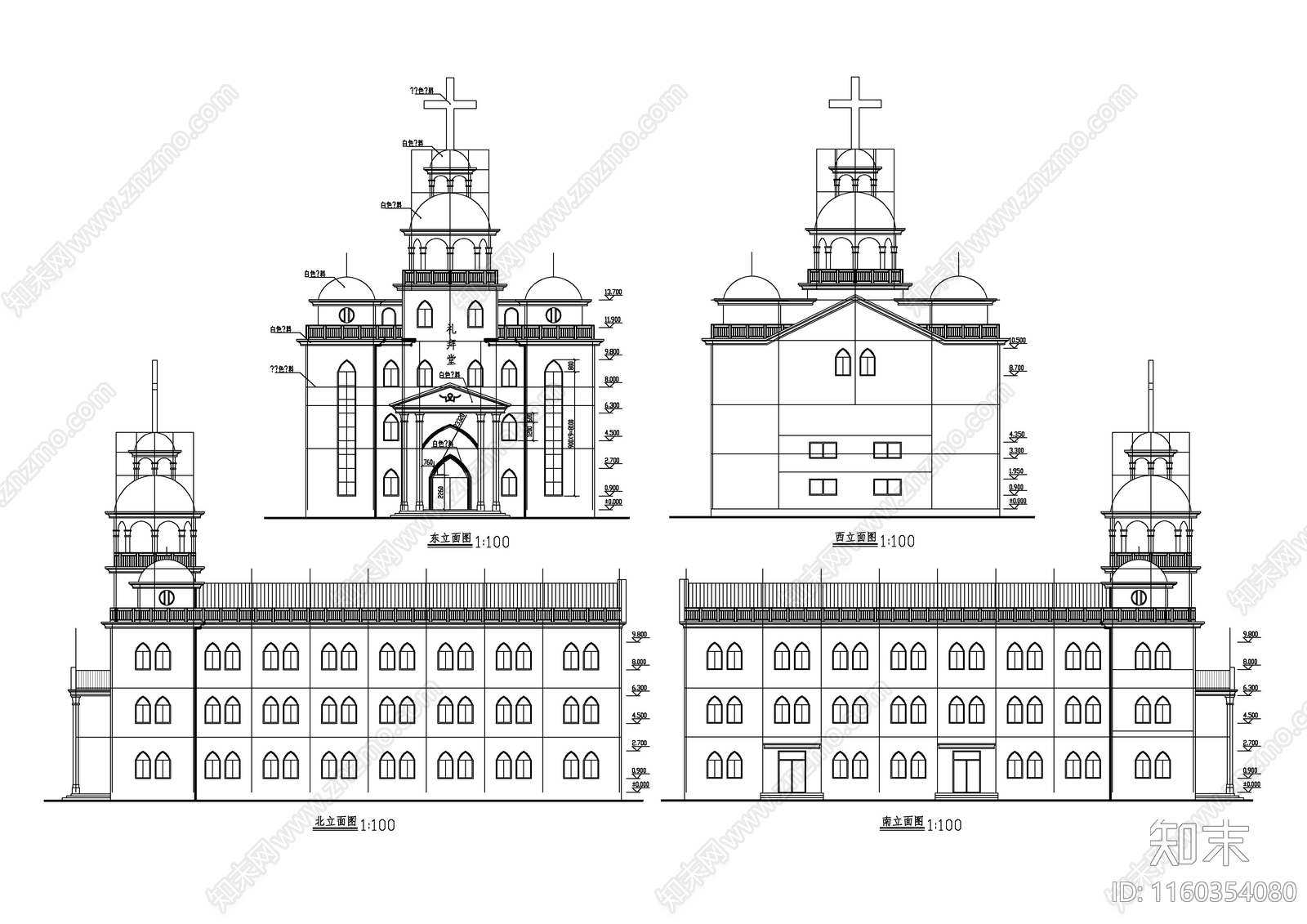 某三层教堂施工图下载【ID:1160354080】