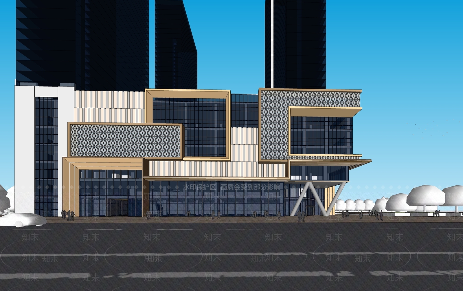 现代商业建筑SU模型下载【ID:1160354022】