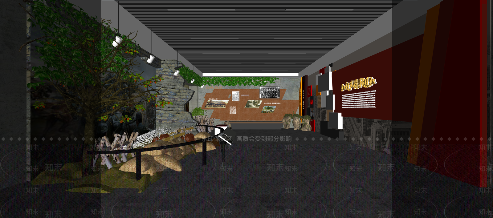 现代党建展厅SU模型下载【ID:1160357076】