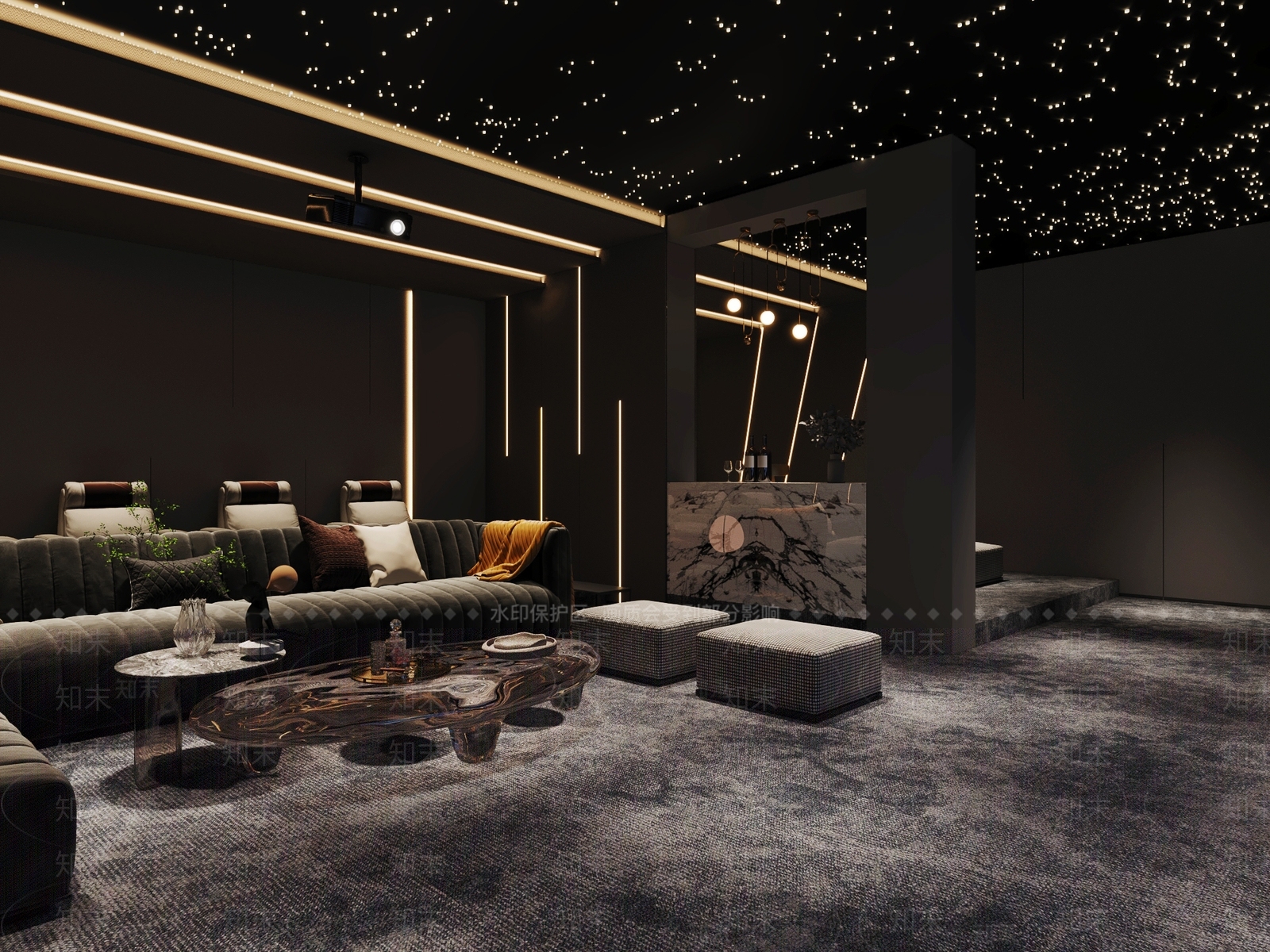 现代影音室3D模型下载【ID:1160360299】