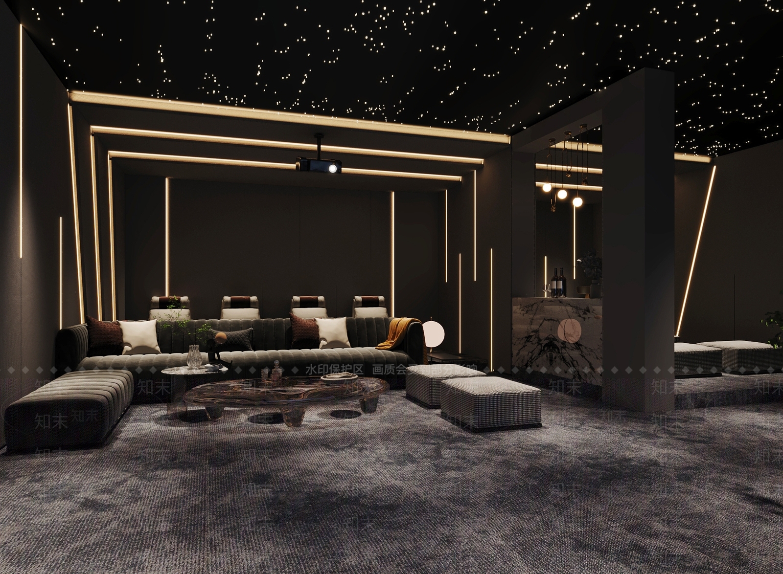 现代影音室3D模型下载【ID:1160360299】