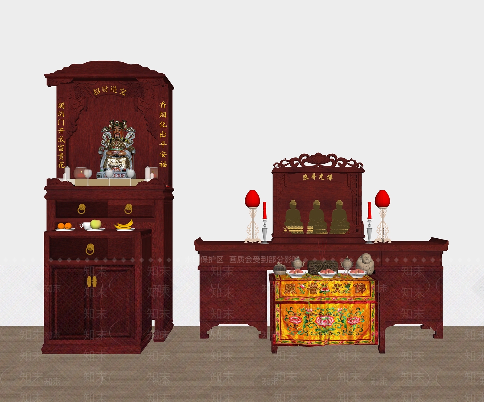 中式佛龛柜SU模型下载【ID:1160363829】