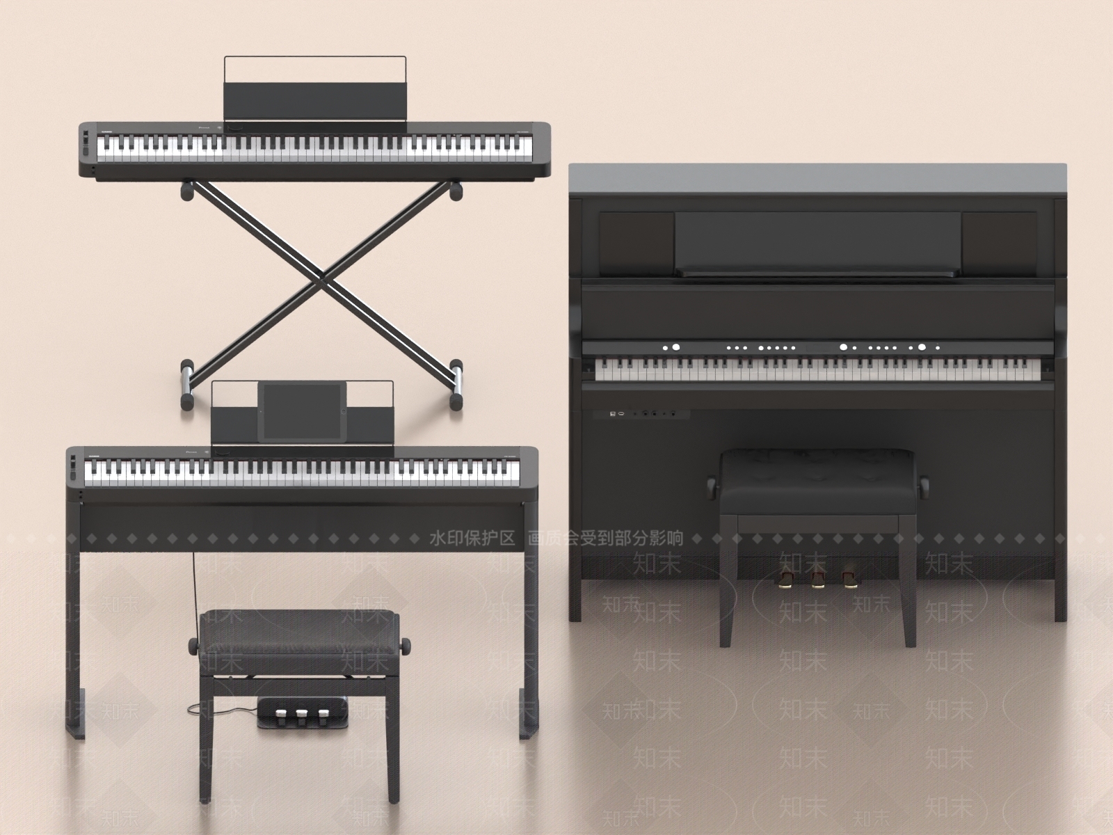 现代电子琴3D模型下载【ID:1160368555】