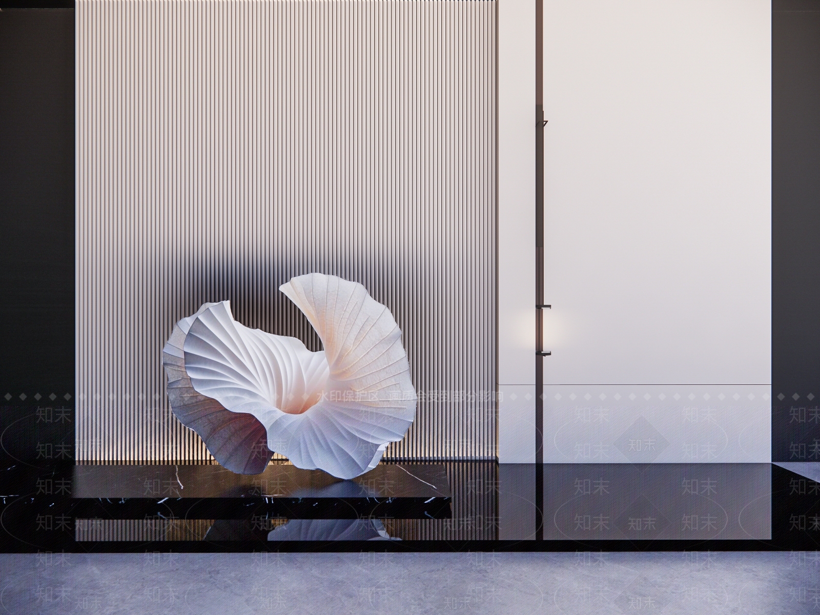 现代花瓣主题艺术雕塑SU模型下载【ID:1160372215】