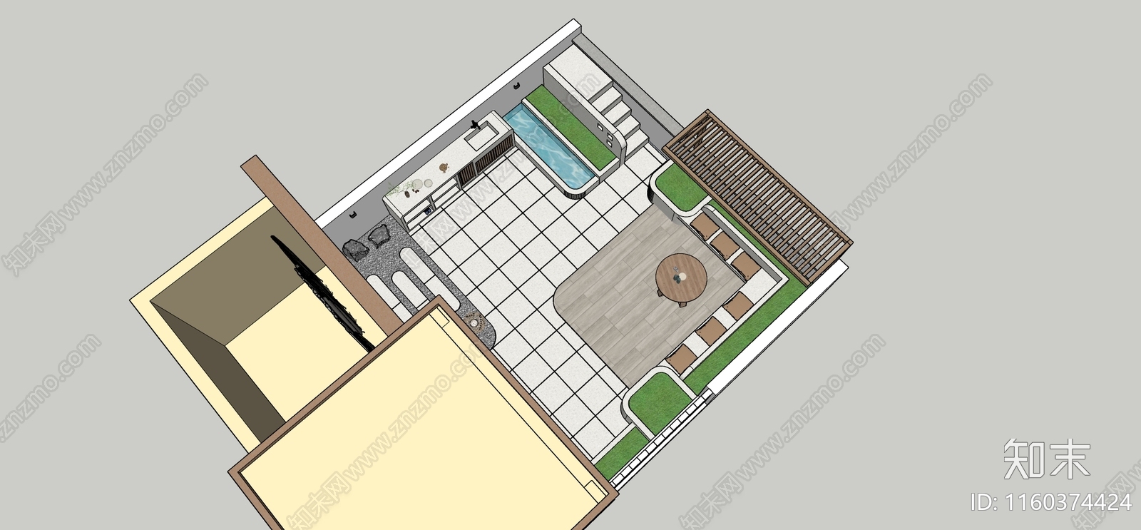 现代庭院花园SU模型下载【ID:1160374424】