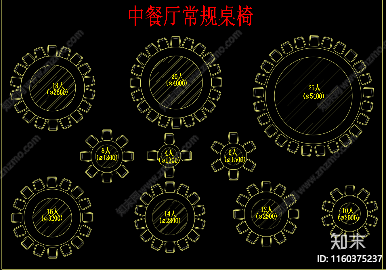 餐饮空间桌椅图库施工图下载【ID:1160375237】