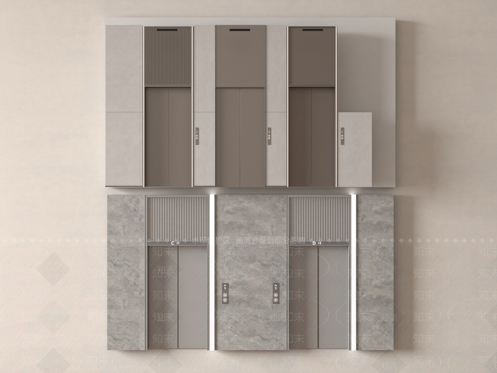 现代电梯门3D模型下载【ID:1160377657】