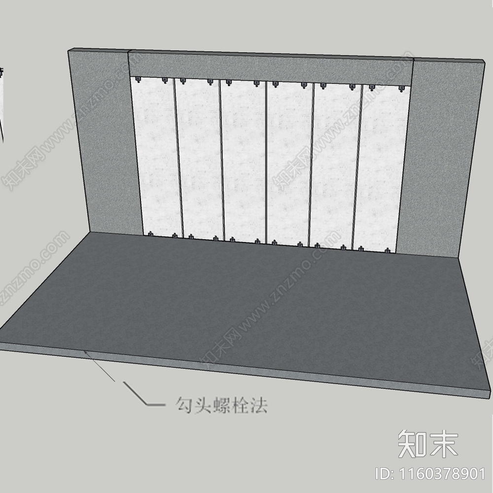 现代ALC条板及其固定结构SU模型下载【ID:1160378901】