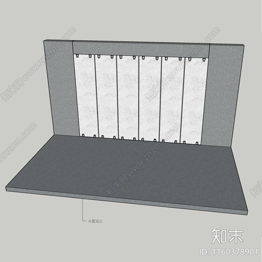 现代ALC条板及其固定结构SU模型下载【ID:1160378901】