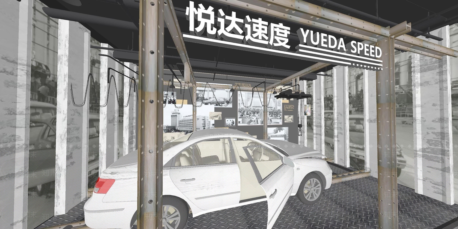 现代汽车速度测试车间SU模型下载【ID:1160379227】