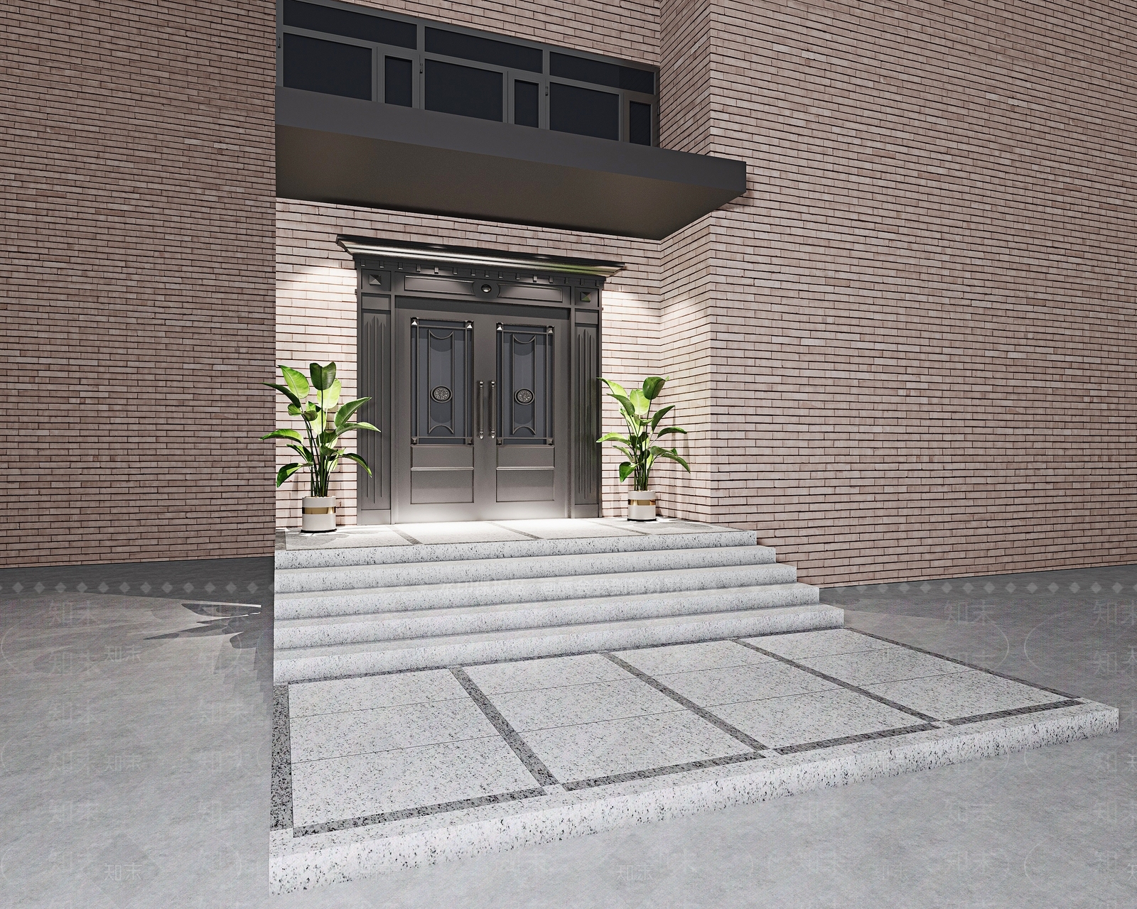 现代外立面门口3D模型下载【ID:1160383178】