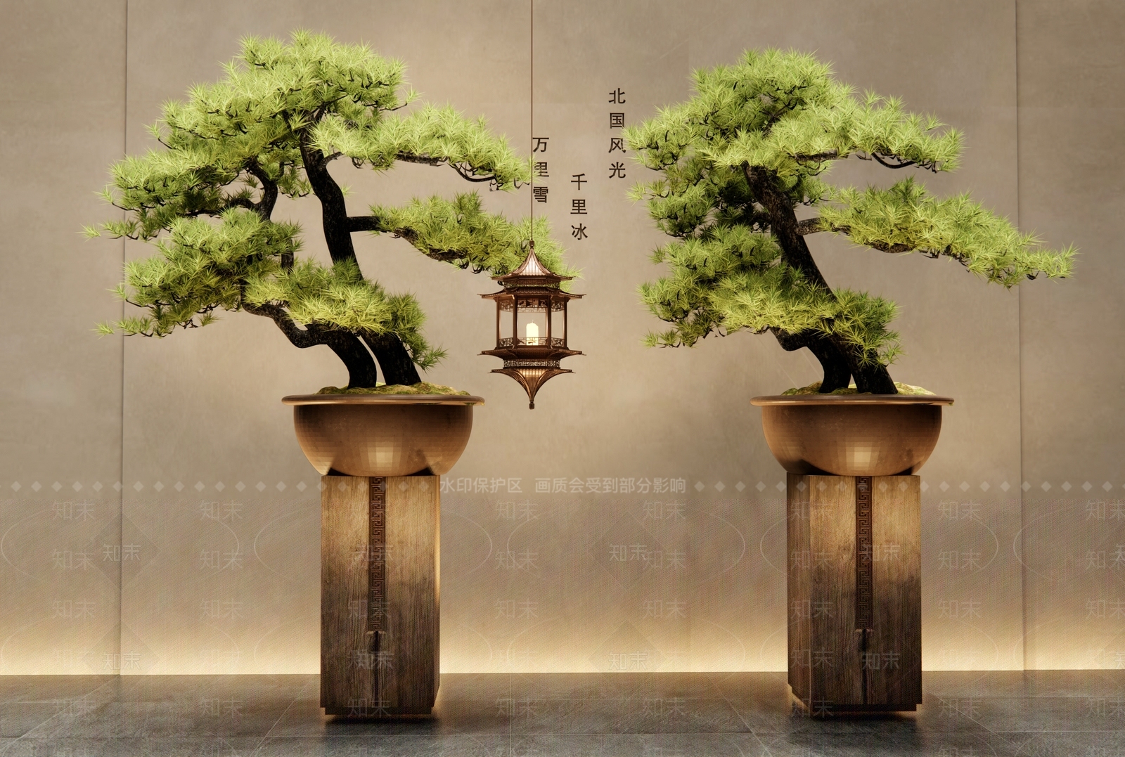 新中式松树盆景3D模型下载【ID:1160383312】