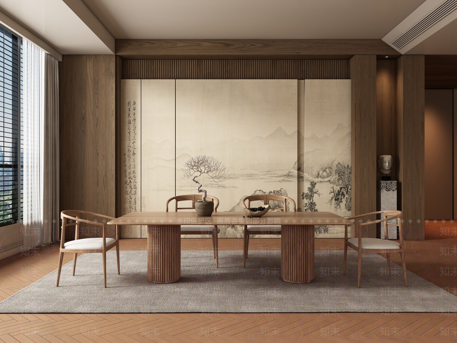 新中式餐厅3D模型下载【ID:1160388089】
