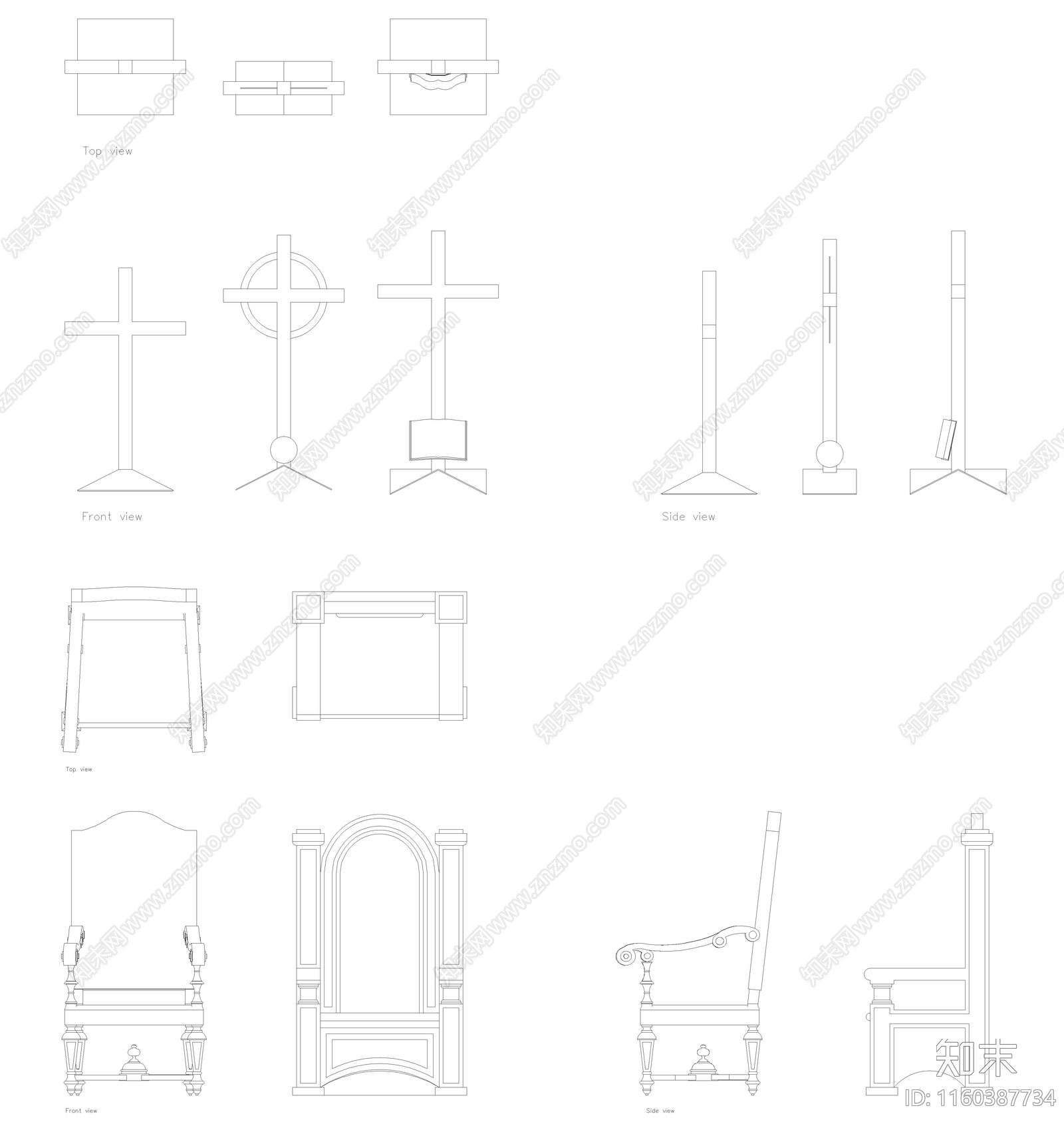 2024教堂家具图库施工图下载【ID:1160387734】