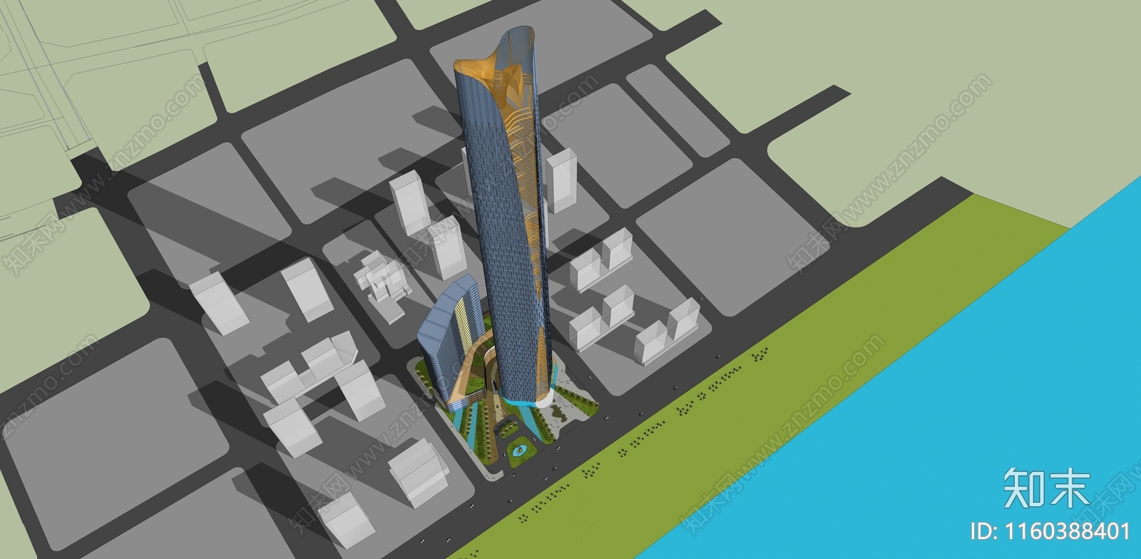 现代超高层办公楼SU模型下载【ID:1160388401】