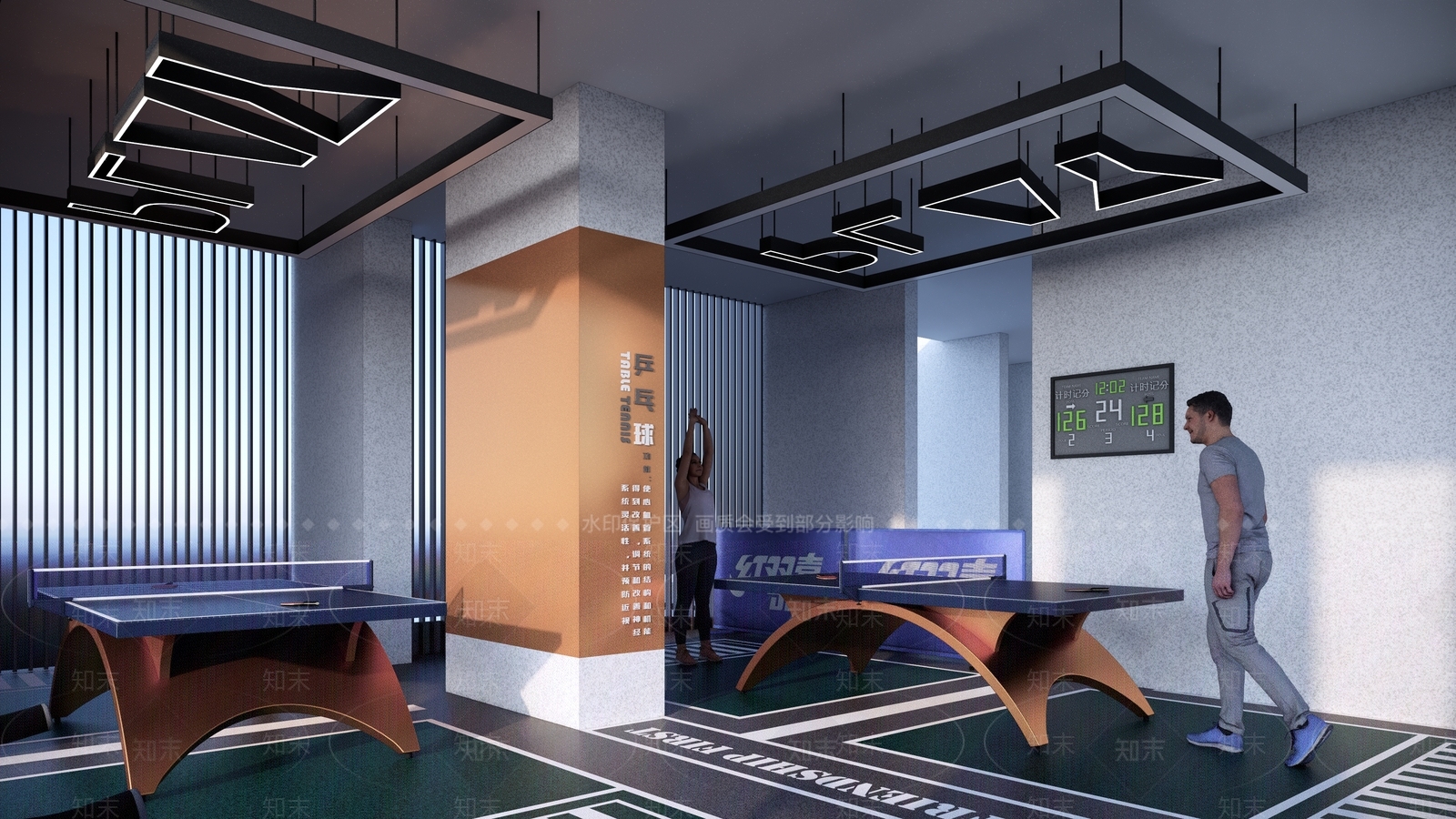 现代小区乒乓球架空层SU模型下载【ID:1160397187】