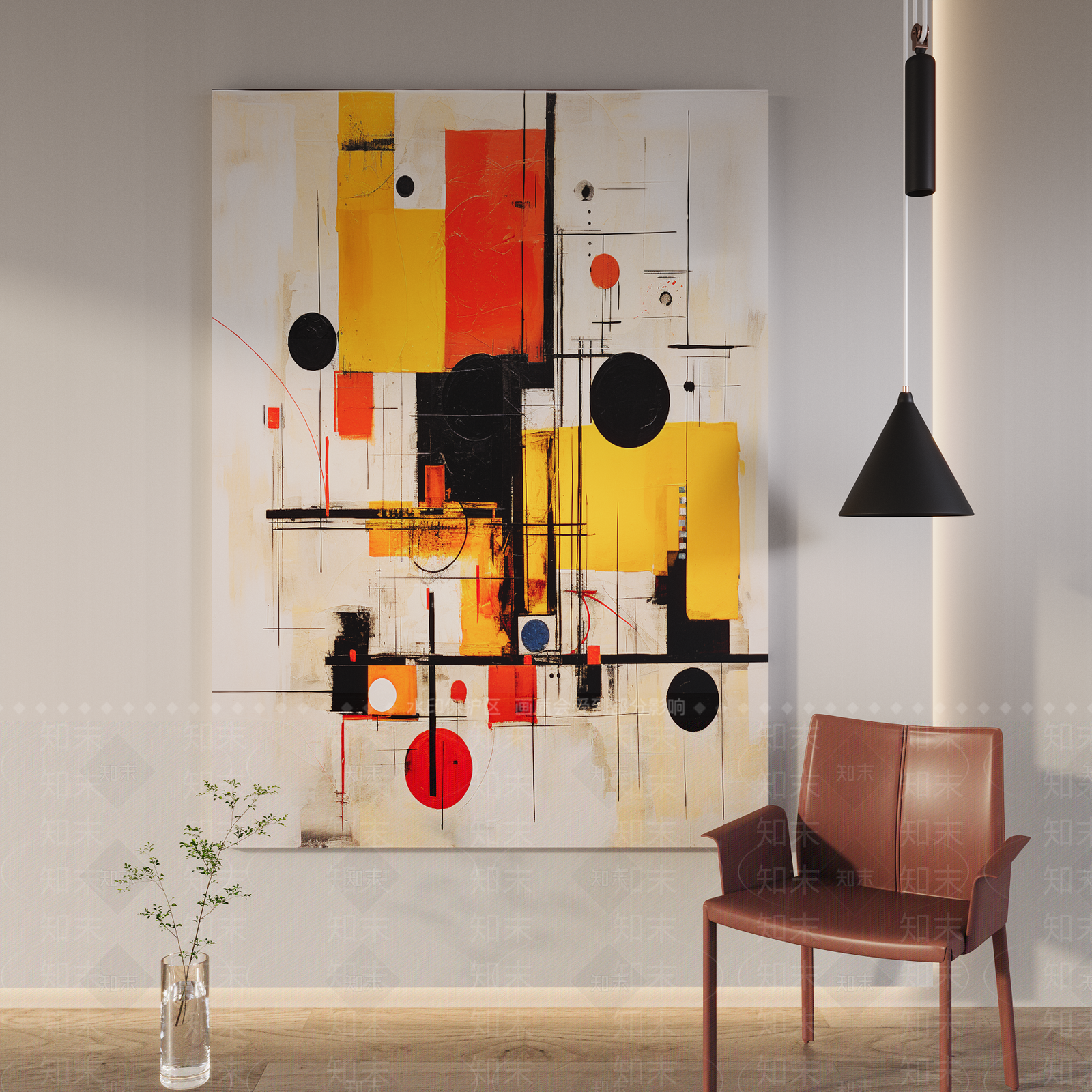 现代蒙德里安红黄蓝装饰画SU模型下载【ID:1160400088】