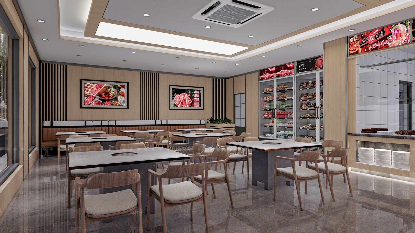 现代牛肉火锅店SU模型下载【ID:1160401093】