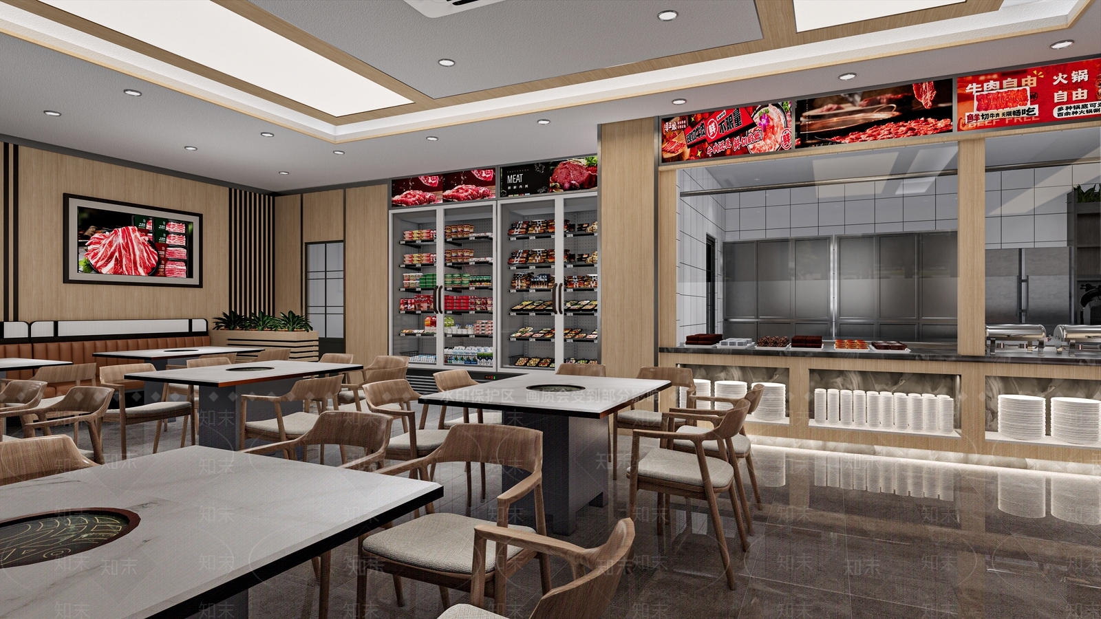 现代牛肉火锅店SU模型下载【ID:1160401093】