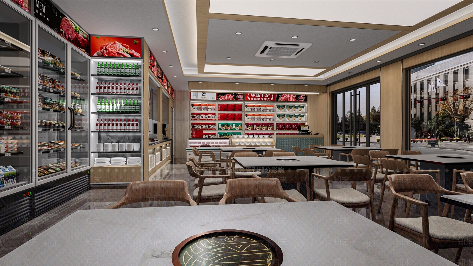 现代牛肉火锅店SU模型下载【ID:1160401093】