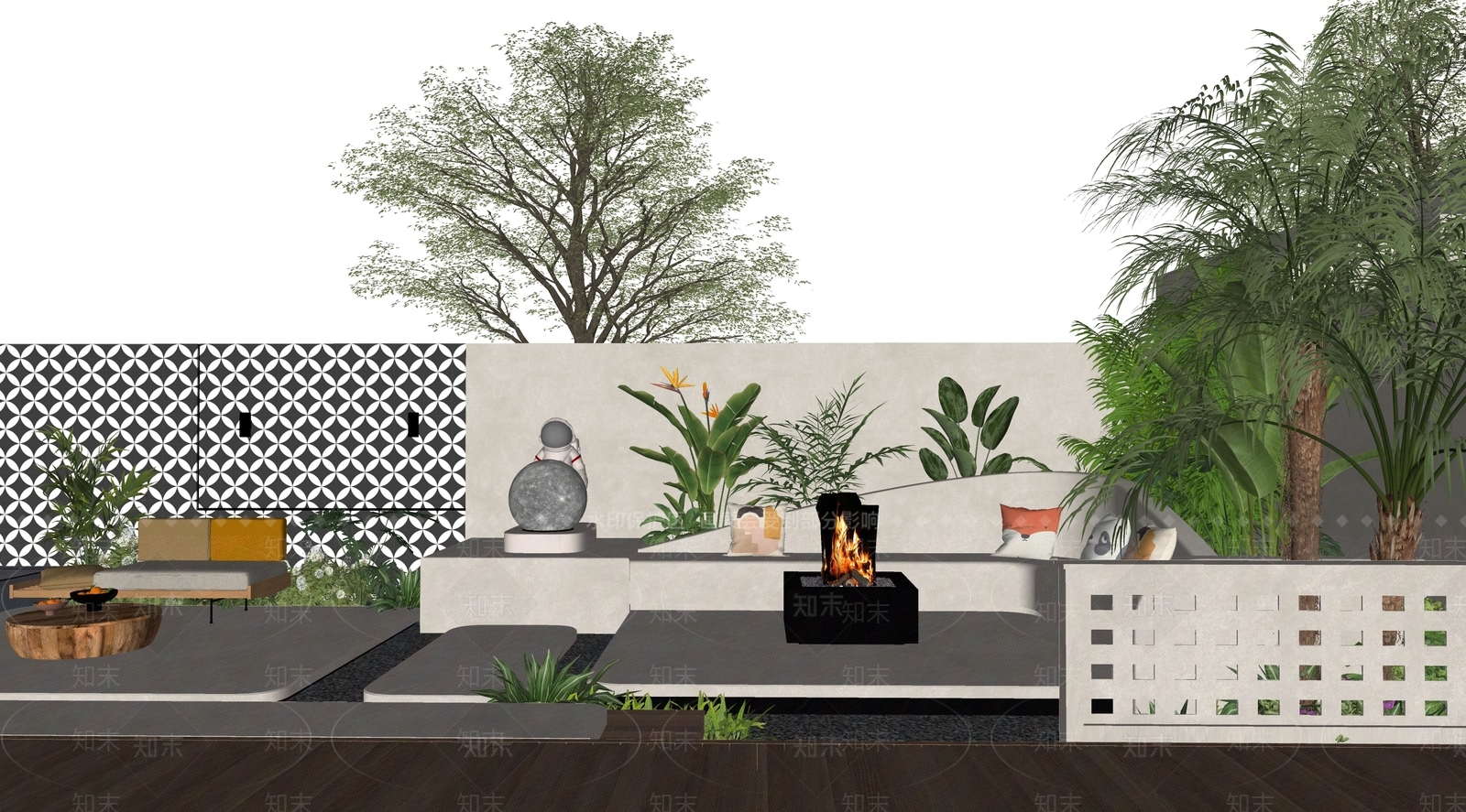 现代别墅入户花园SU模型下载【ID:1160403223】