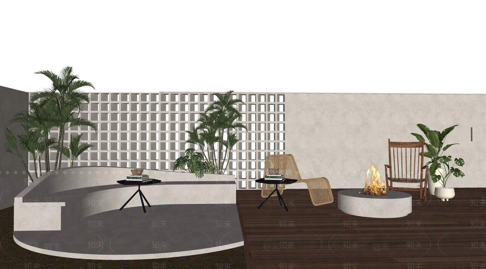 现代别墅入户花园SU模型下载【ID:1160403330】