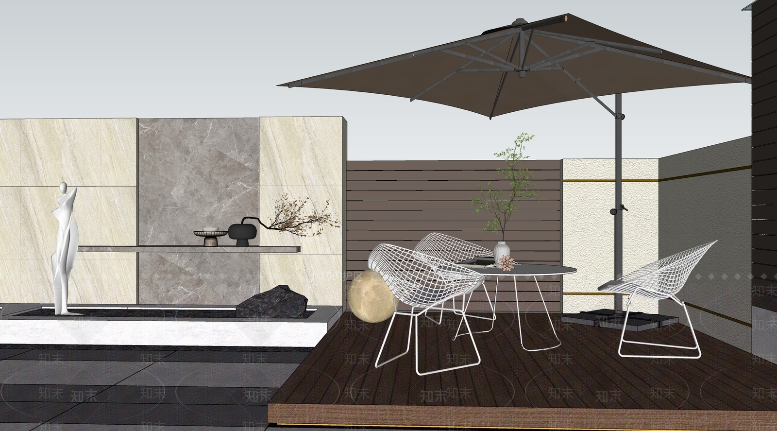 现代别墅入户花园SU模型下载【ID:1160403410】