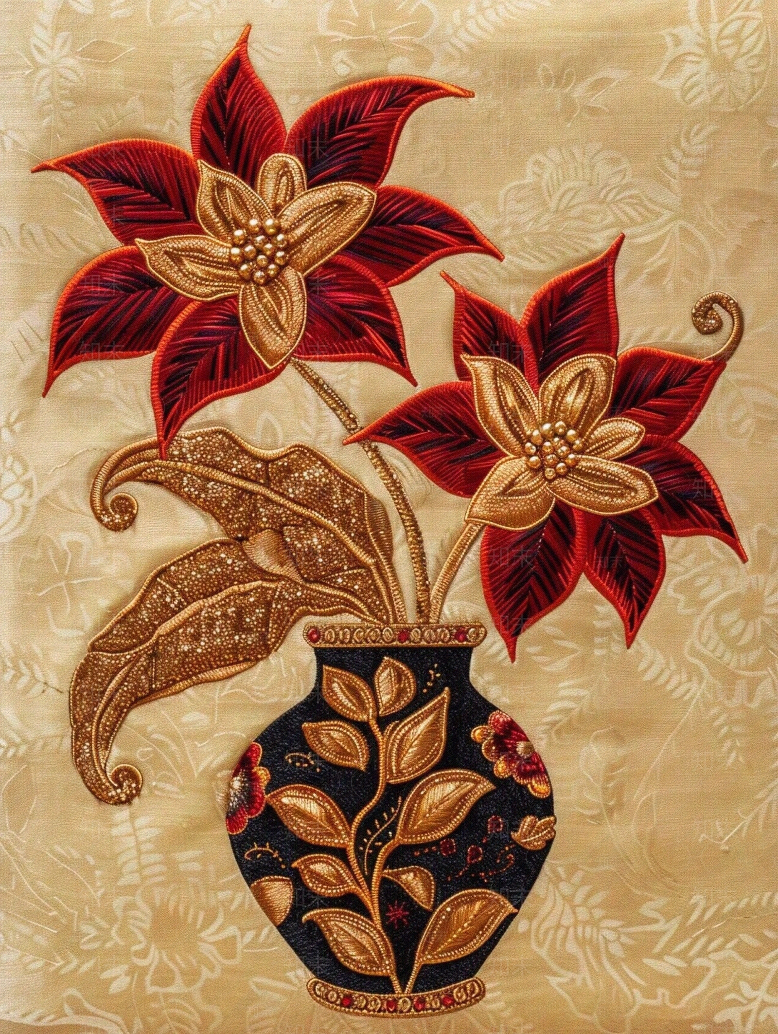 刺绣花瓶贴图下载【ID:1160406895】