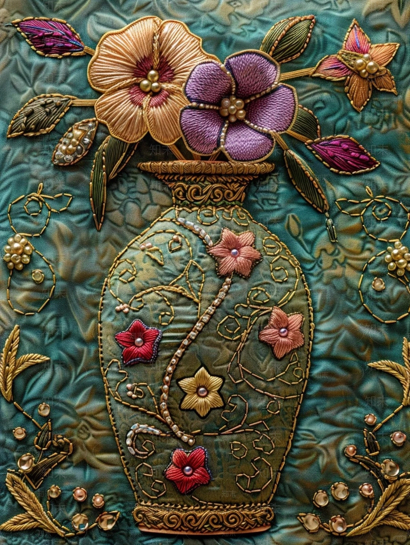 刺绣花瓶贴图下载【ID:1160406972】