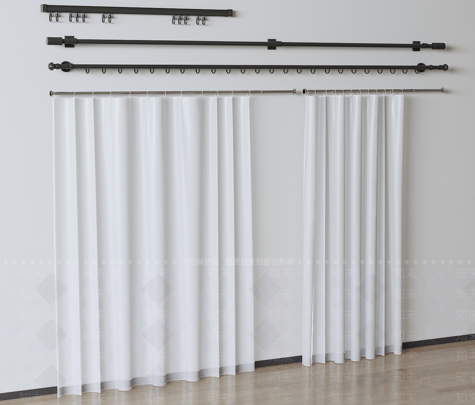 现代窗帘杆3D模型下载【ID:1160409613】