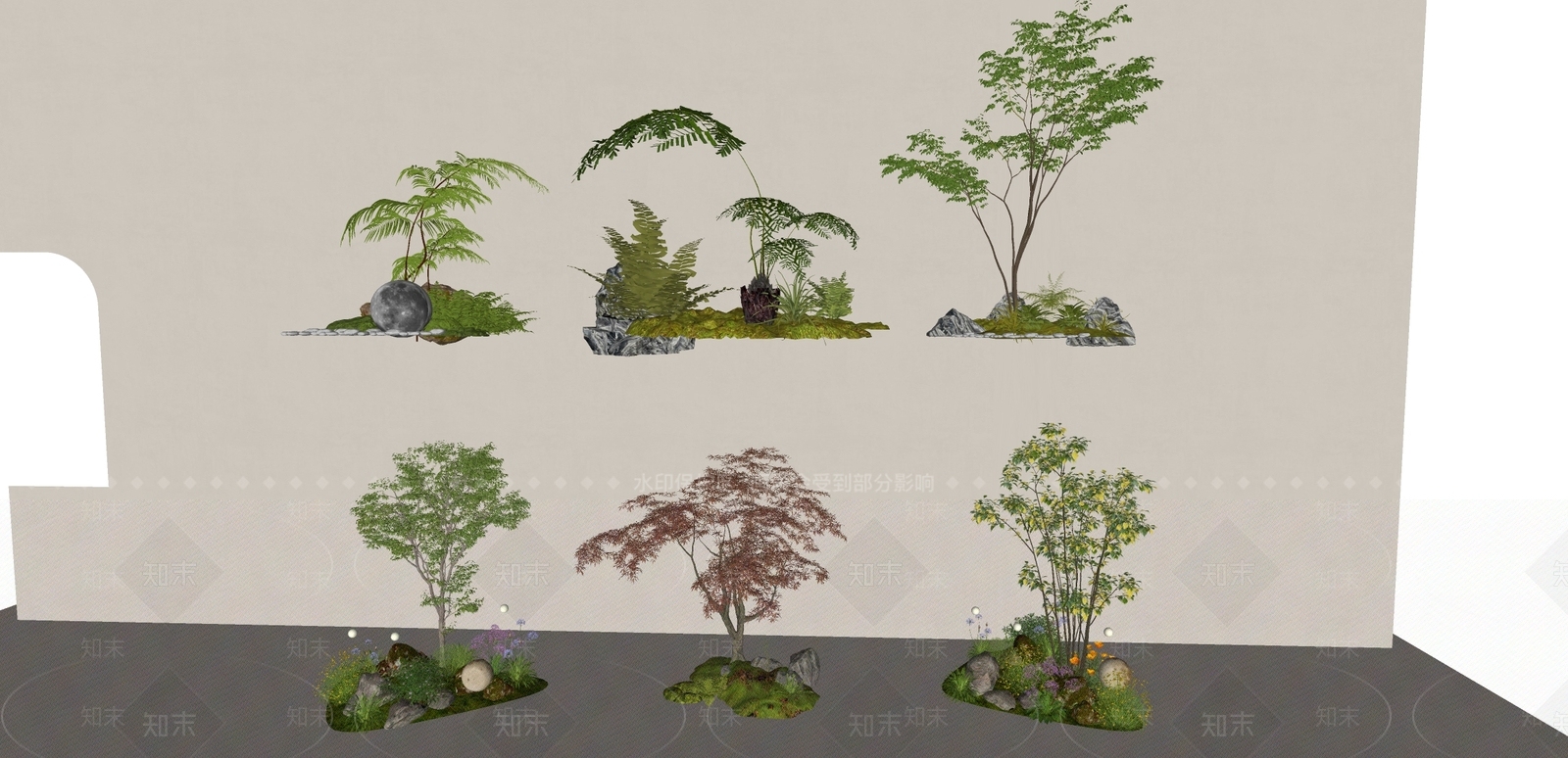 现代景观造景SU模型下载【ID:1160411408】