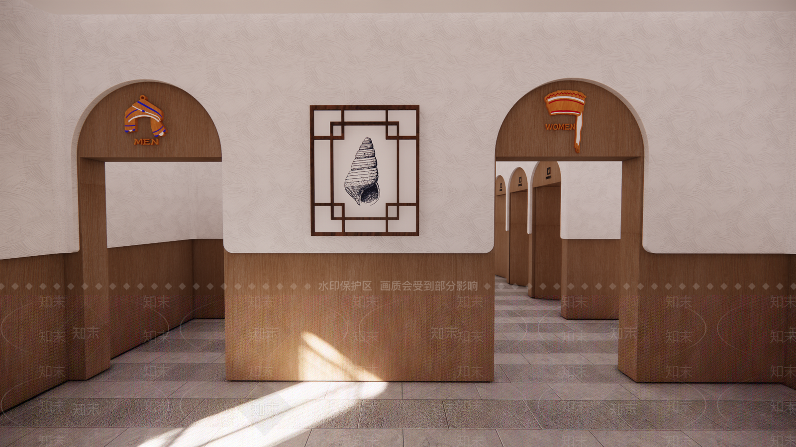 现代民族风格公共厕所SU模型下载【ID:1160754604】