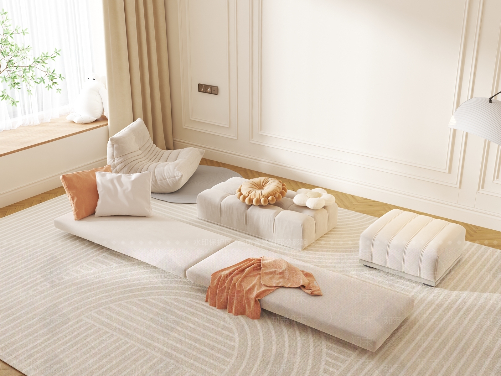 现代飘窗垫3D模型下载【ID:1160415006】