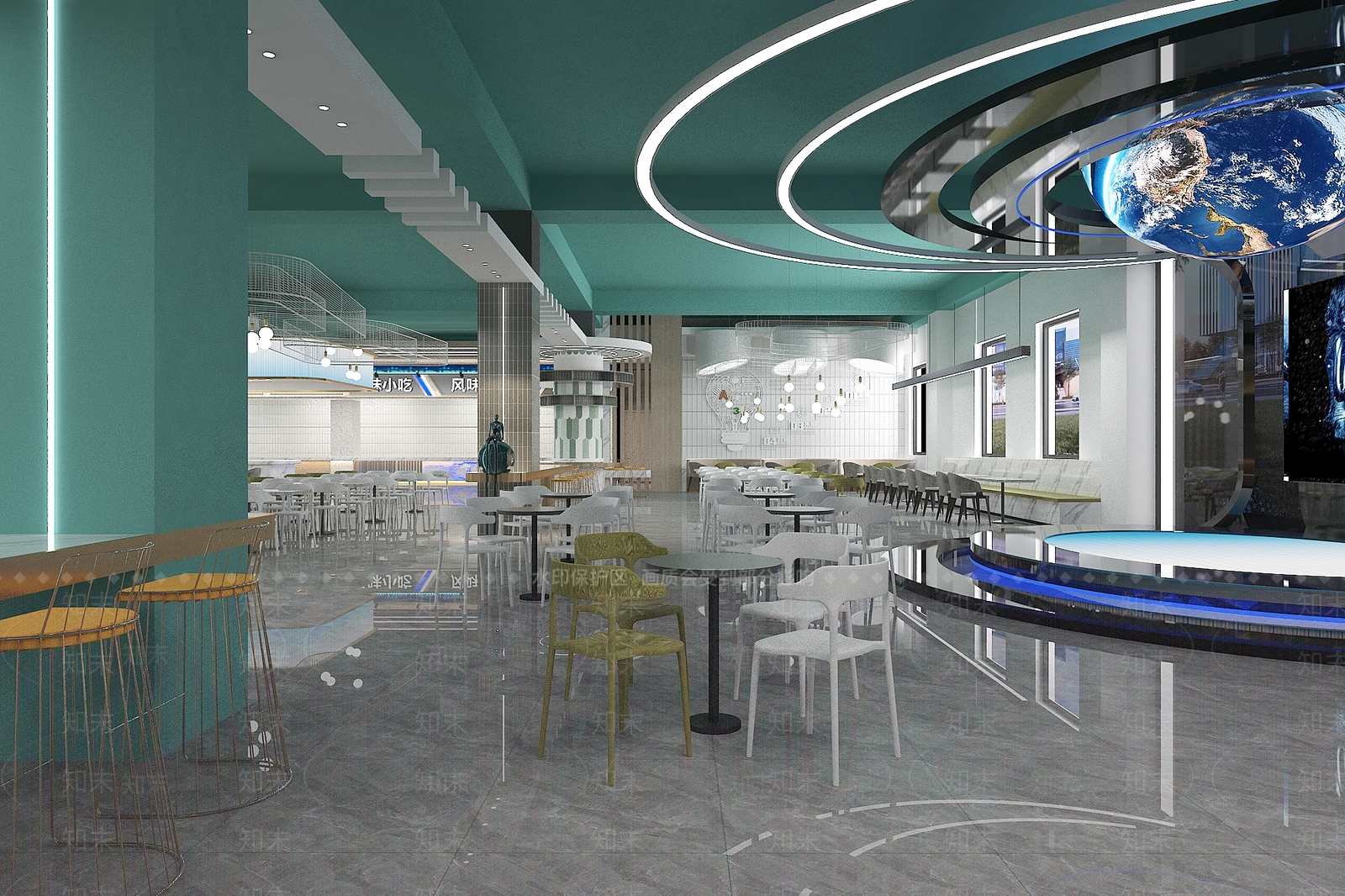 现代高校餐厅3D模型下载【ID:1160450933】