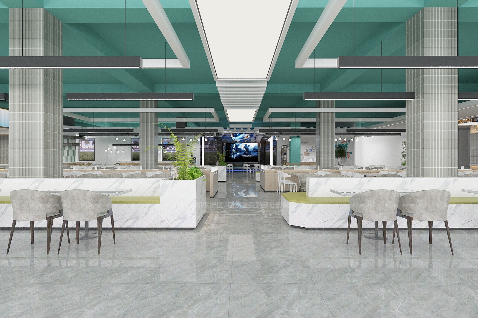现代高校餐厅3D模型下载【ID:1160450933】