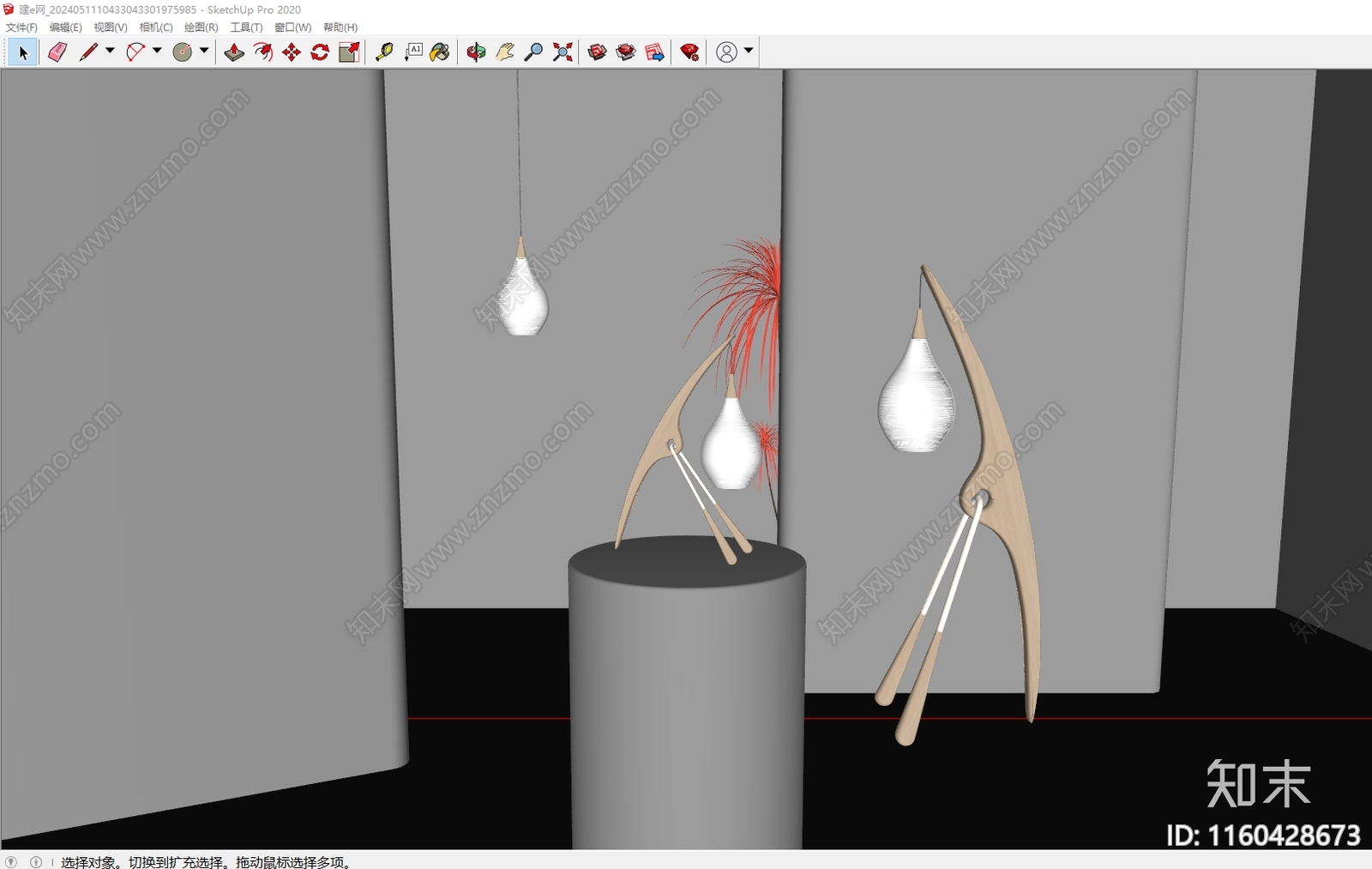 现代实木灯具组合SU模型下载【ID:1160428673】