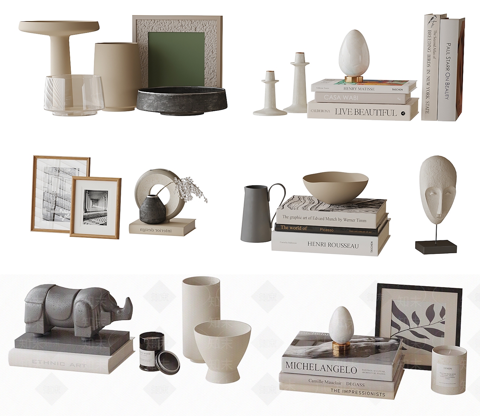 现代饰品摆件组合3D模型下载【ID:1160429562】