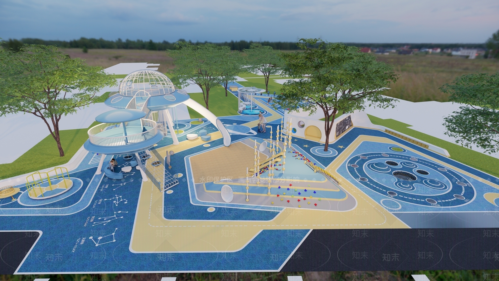 现代小区太空主题儿童活动区SU模型下载【ID:1160432097】