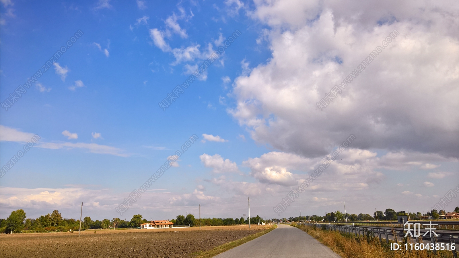 多云的蓝色天空公路道路景观风景贴图下载【ID:1160438516】