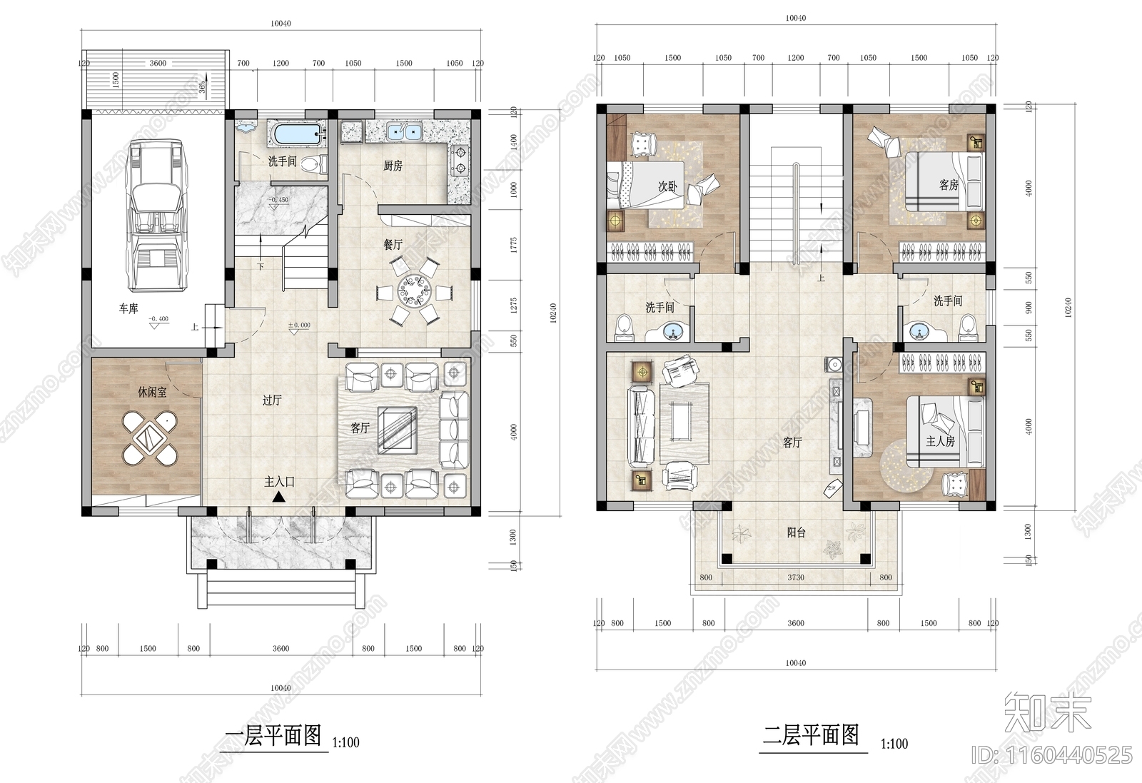 100㎡二层农村自建房平面布置图施工图下载【ID:1160440525】